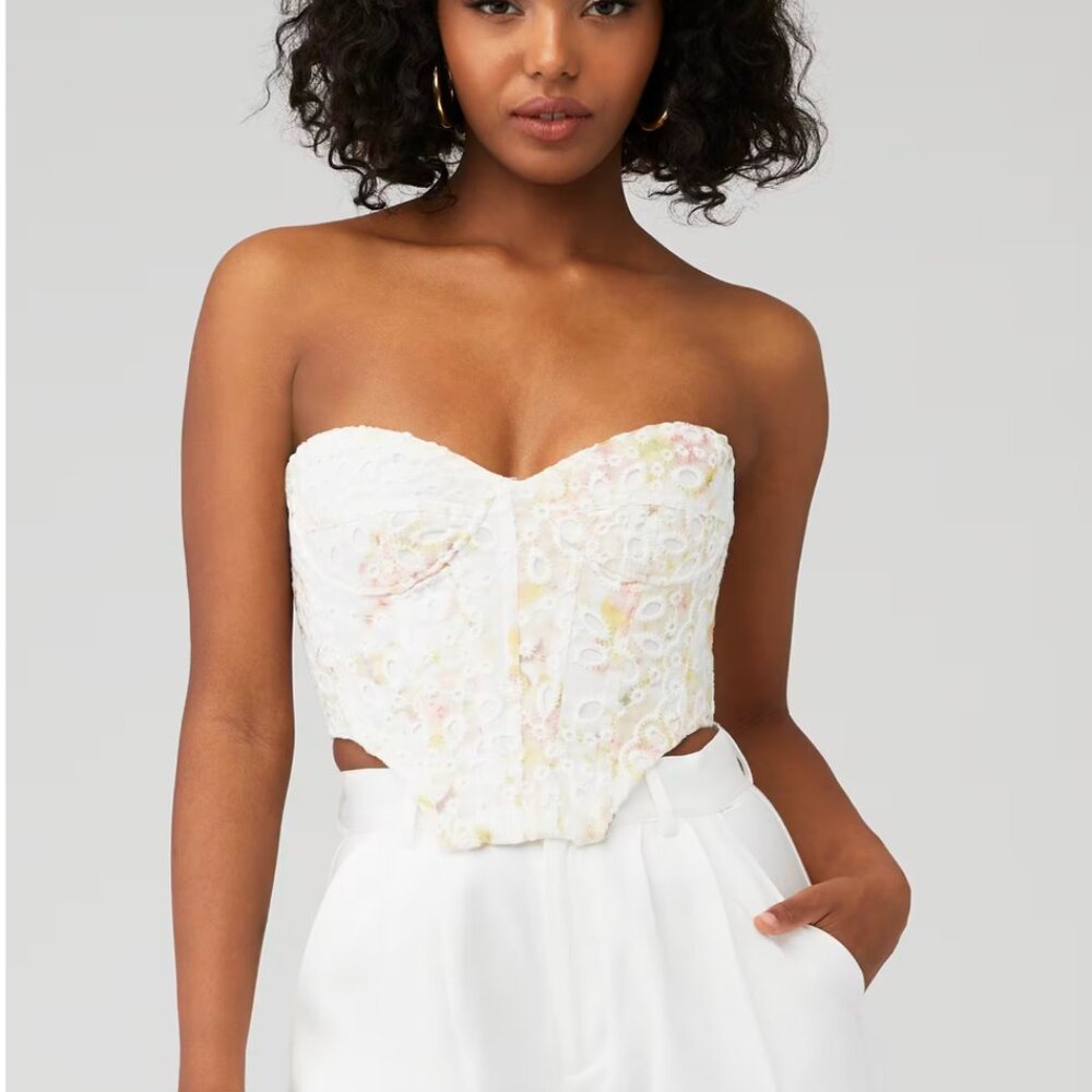 🌸 Lila Bardot Floral Lace Bustier Top - XL 🌸 - Picture 2 of 11